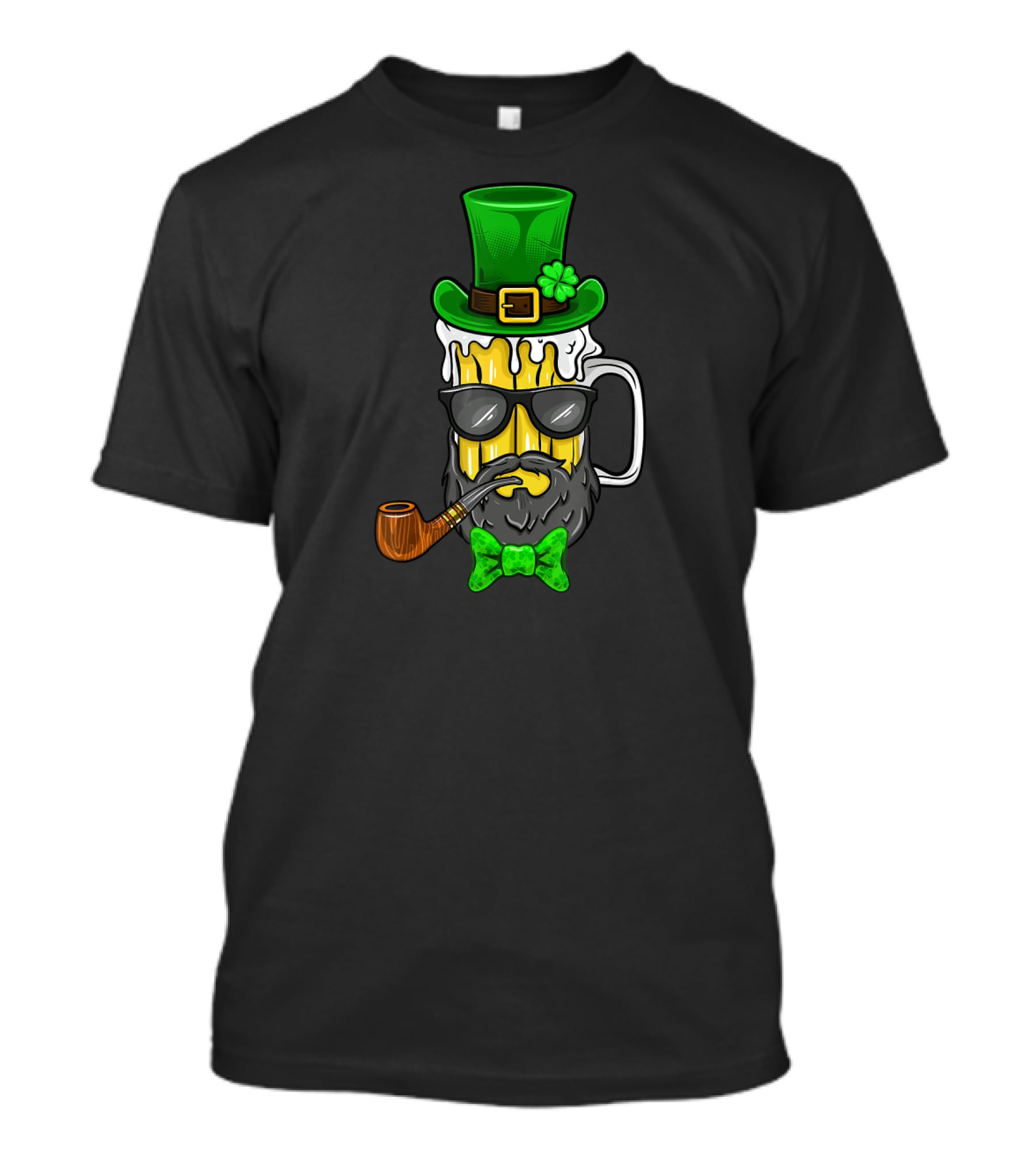 St Patricks Day Leprechaun Beer Mug With Beard And Green Hat T-Shirt
