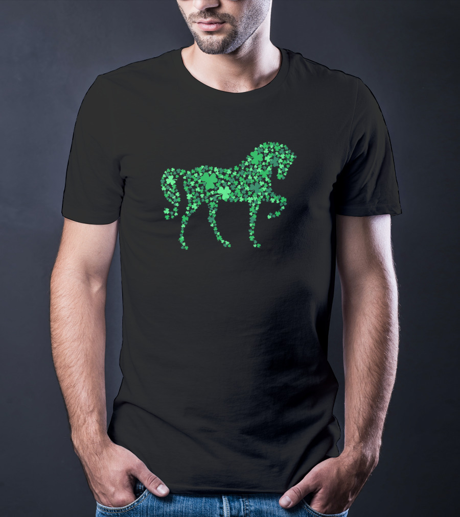 Horse Shamrocks Three Clover St Patrick Day T-Shirt
