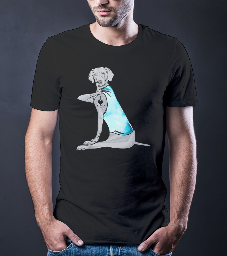 I Love Mom Weimaraner Dog Tattoo Humor T-Shirt