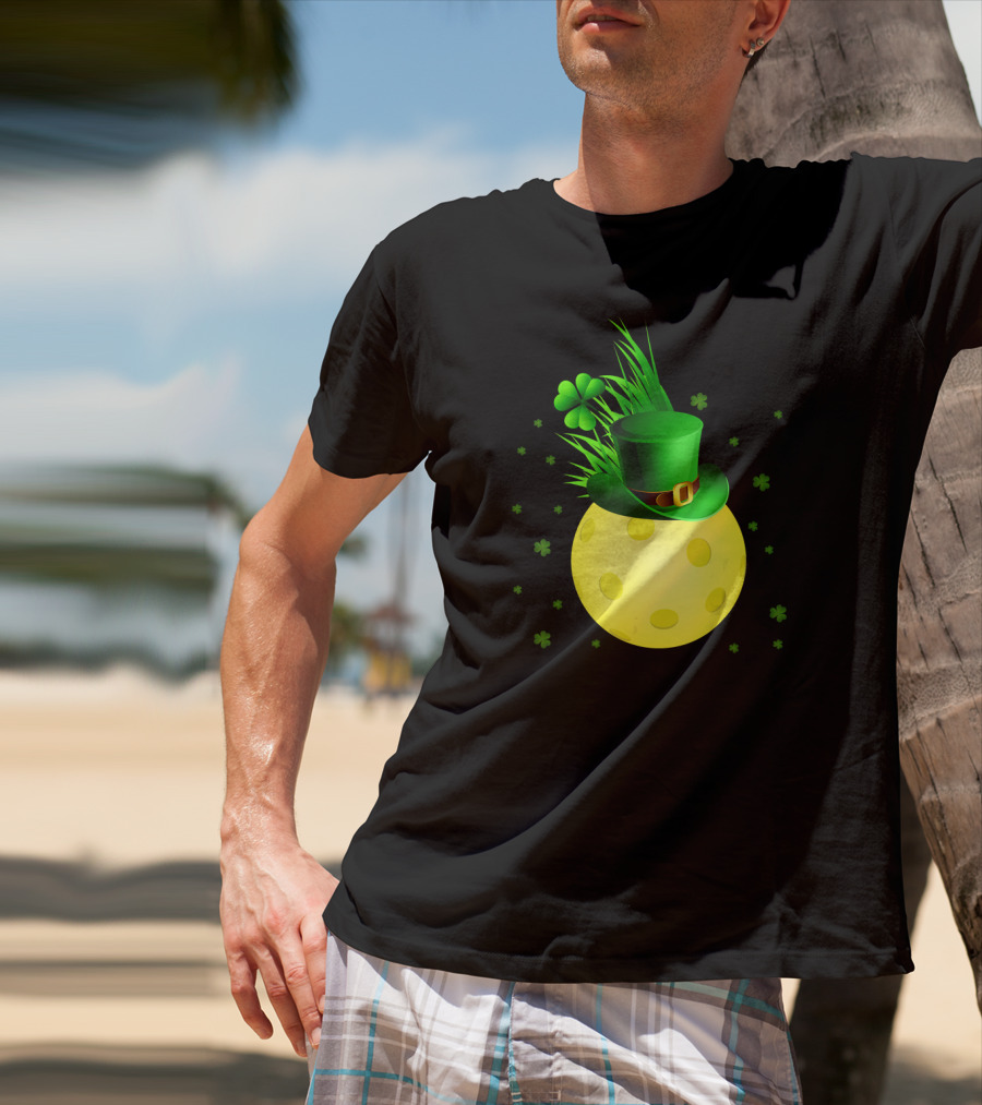 Leprechaun Pickleball Shamrock Hat Ball T-Shirt