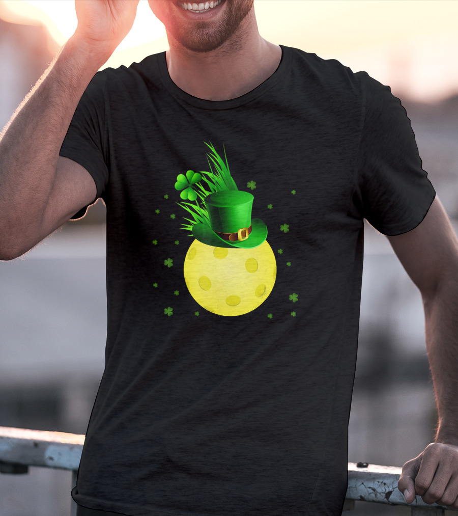 Leprechaun Pickleball Shamrock Hat Ball T-Shirt