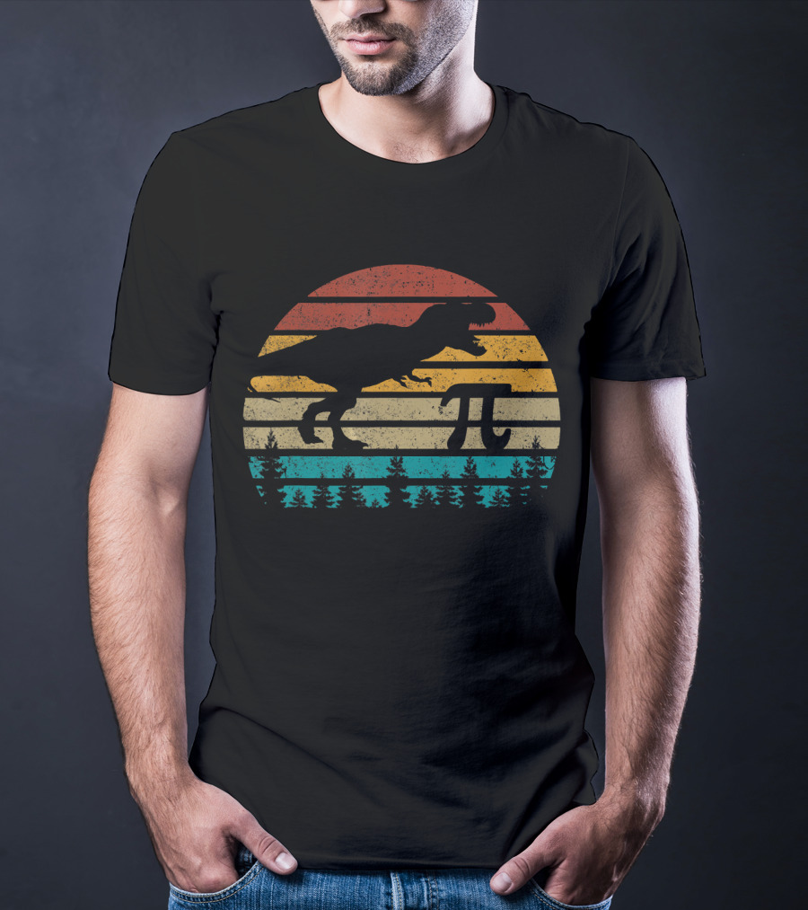Pi Dinosaur Vintage Retro Funny Pi Day Math T-Shirt