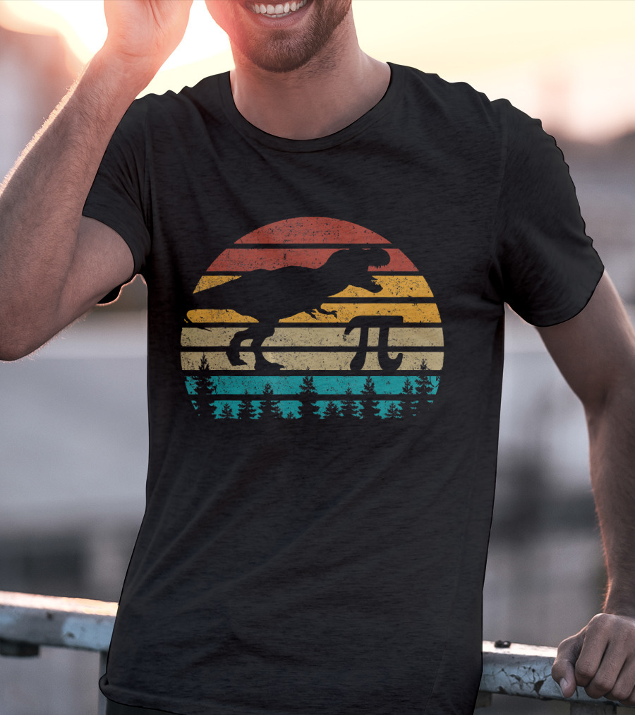 Pi Dinosaur Vintage Retro Funny Pi Day Math T-Shirt