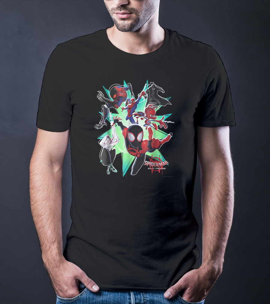 Marvel Spider-Man Into The Spider-Verse Action Group T-Shirt