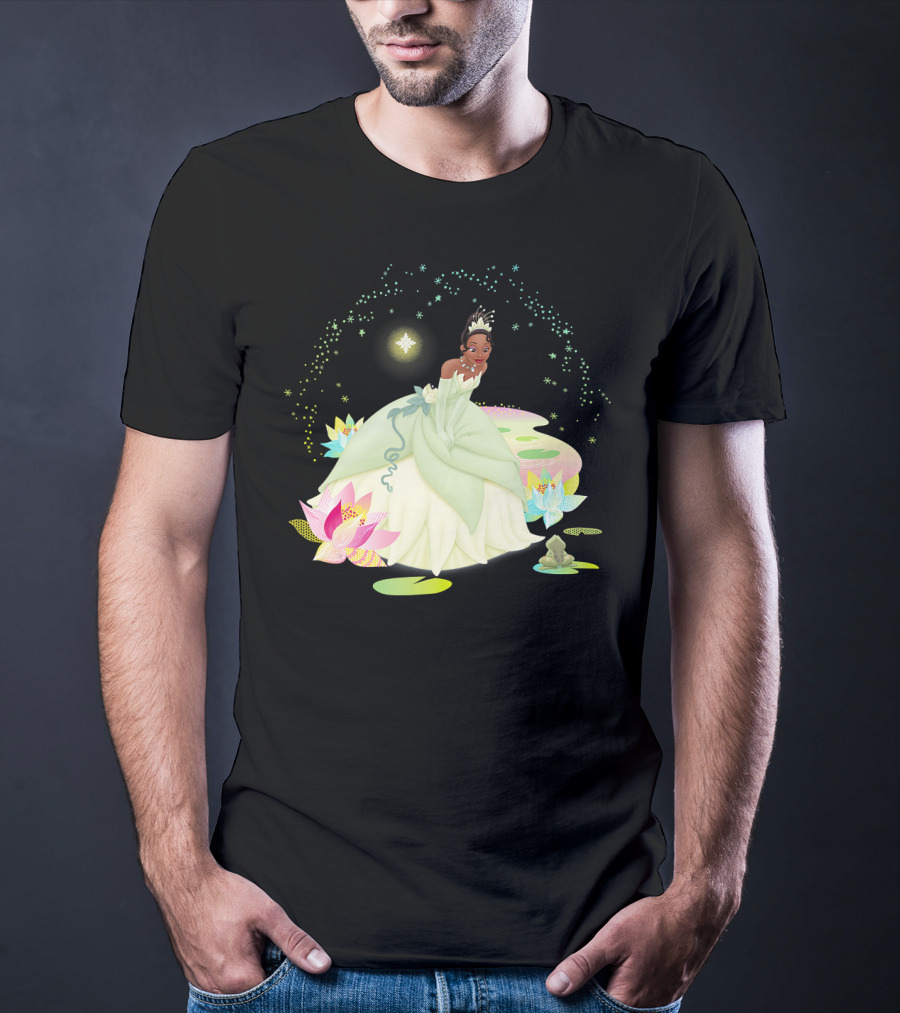 Disney The Princess And The Frog Tiana Bayou Magic Night Scene With Lily Pads And Frog T-Shirt