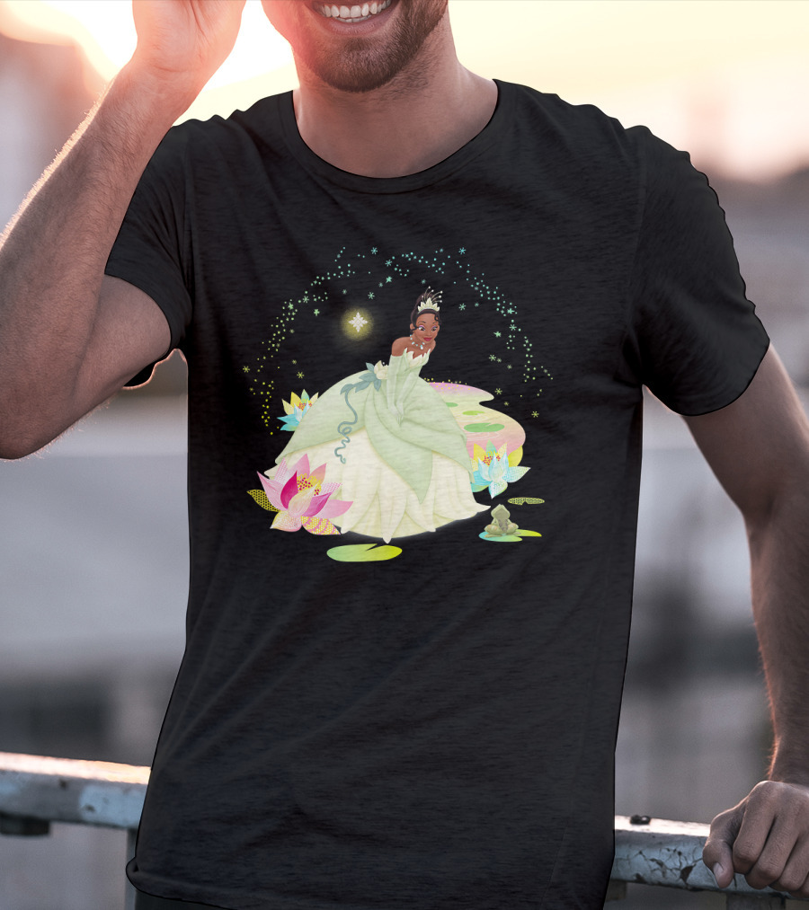 Disney The Princess And The Frog Tiana Bayou Magic Night Scene With Lily Pads And Frog T-Shirt