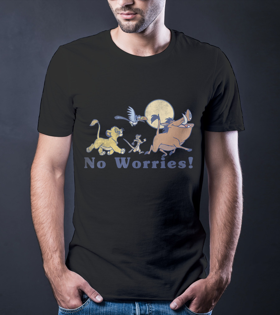 Disney Lion King No Worries Vintage Simba Timon Pumbaa Zazu Moon T-Shirt