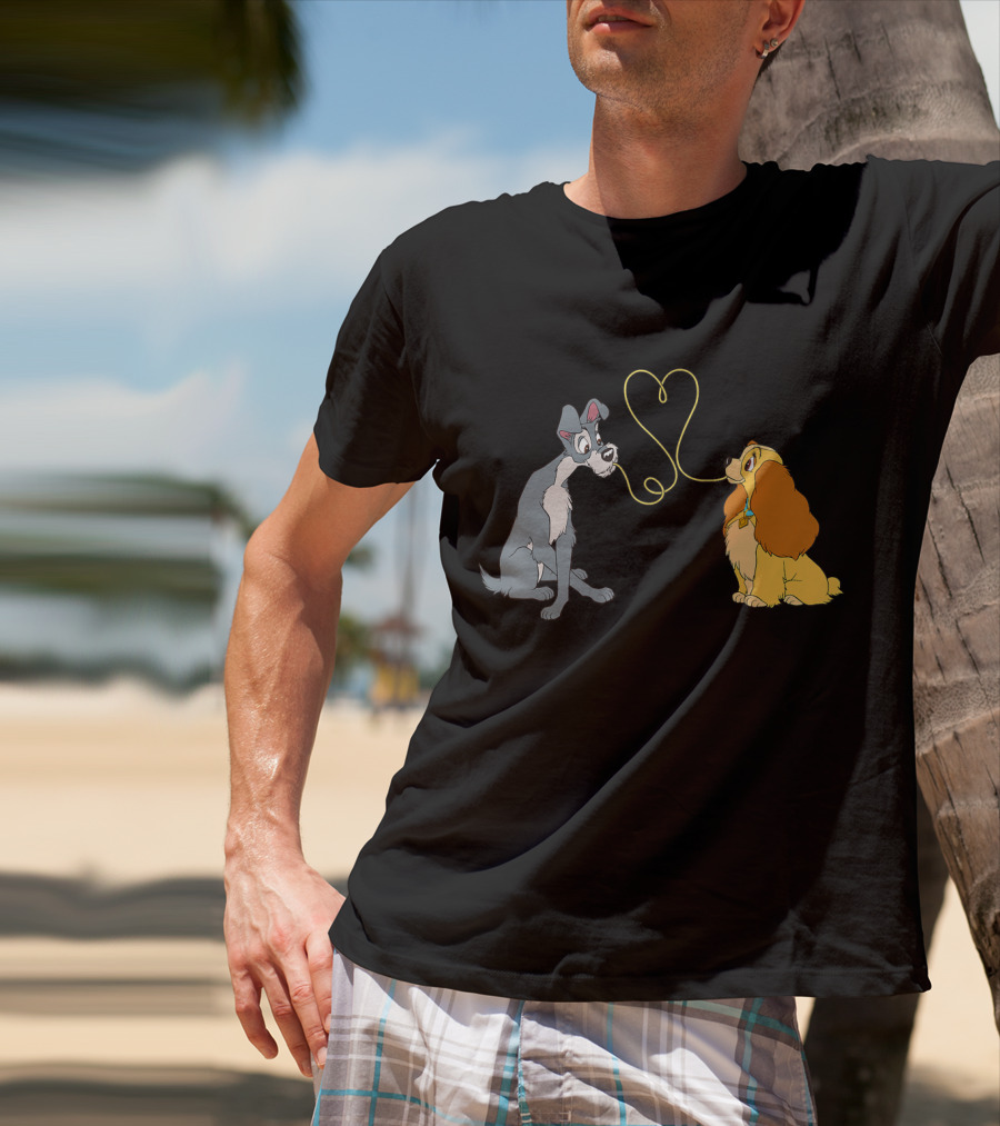 Disney Lady And The Tramp Bella Notte Spaghetti Heart Scene T-Shirt
