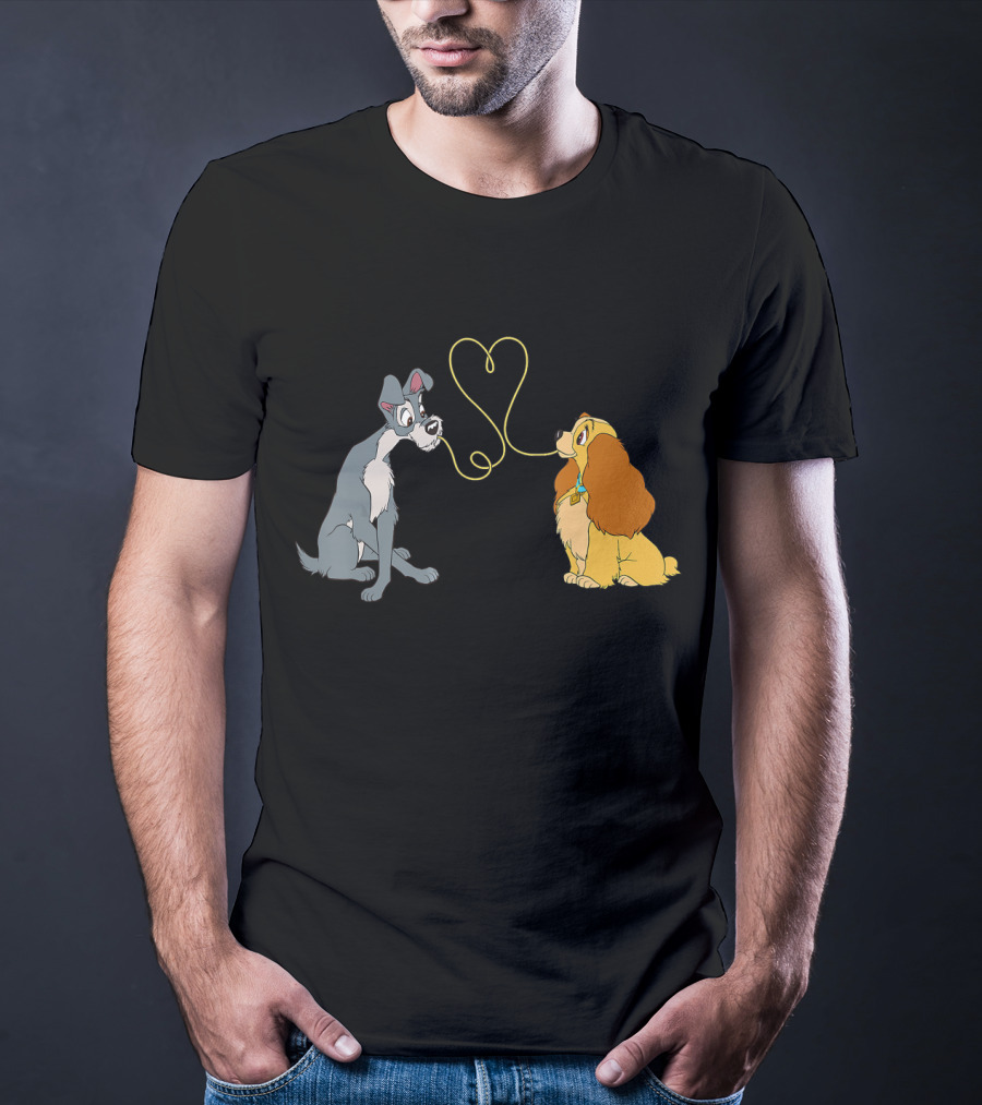 Disney Lady And The Tramp Bella Notte Spaghetti Heart Scene T-Shirt