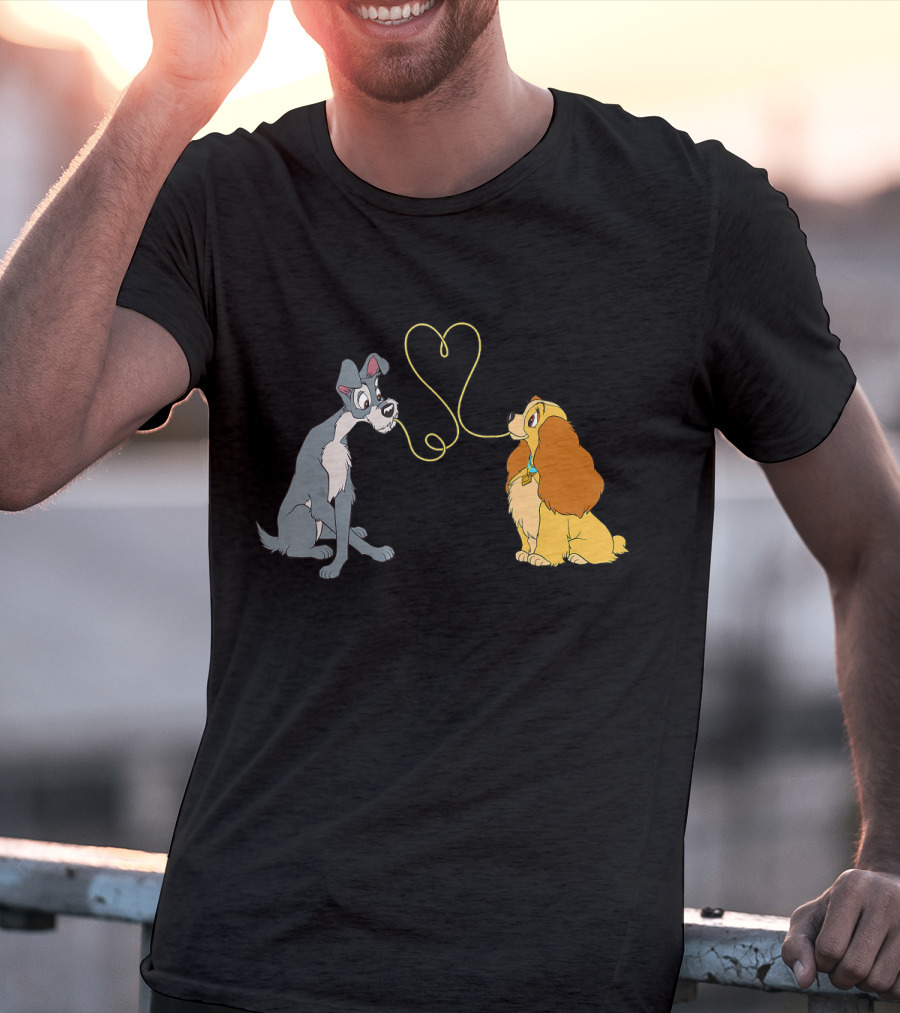 Disney Lady And The Tramp Bella Notte Spaghetti Heart Scene T-Shirt