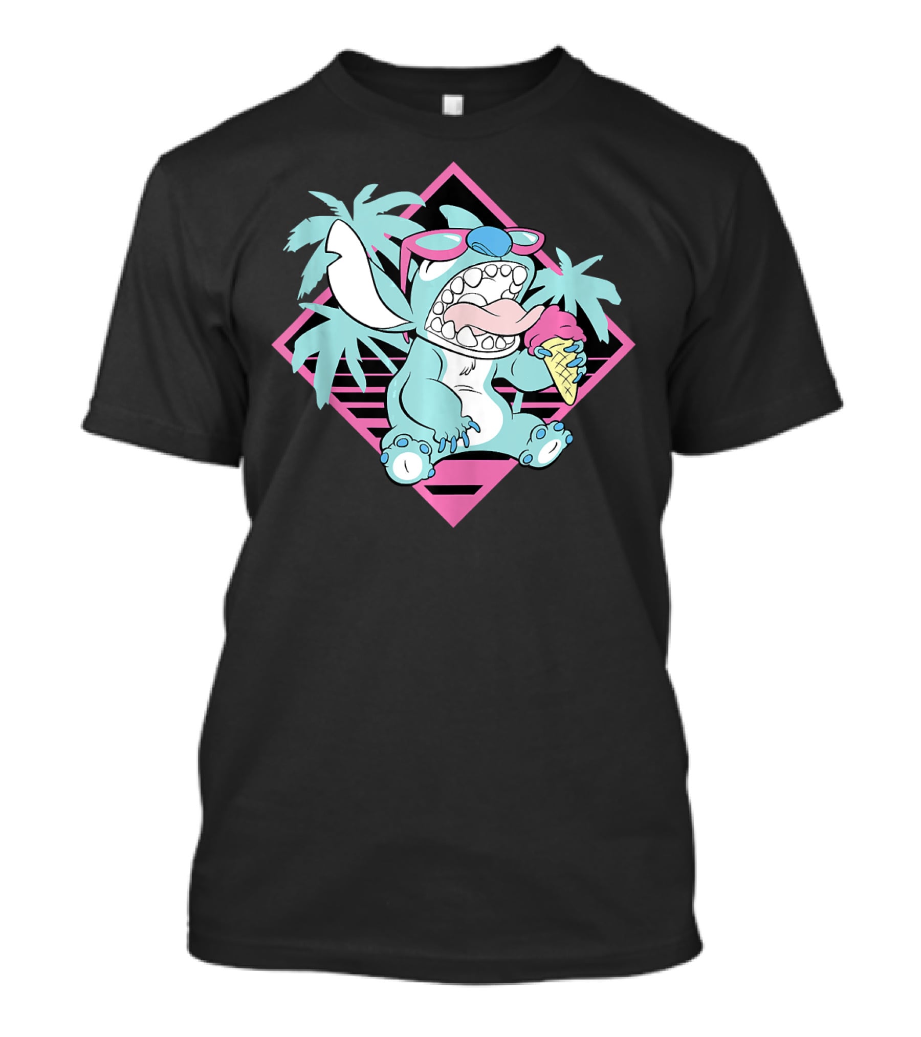 Disney Lilo Stitch 90s Beach Ice Cream Palm Trees Aesthetic T-Shirt