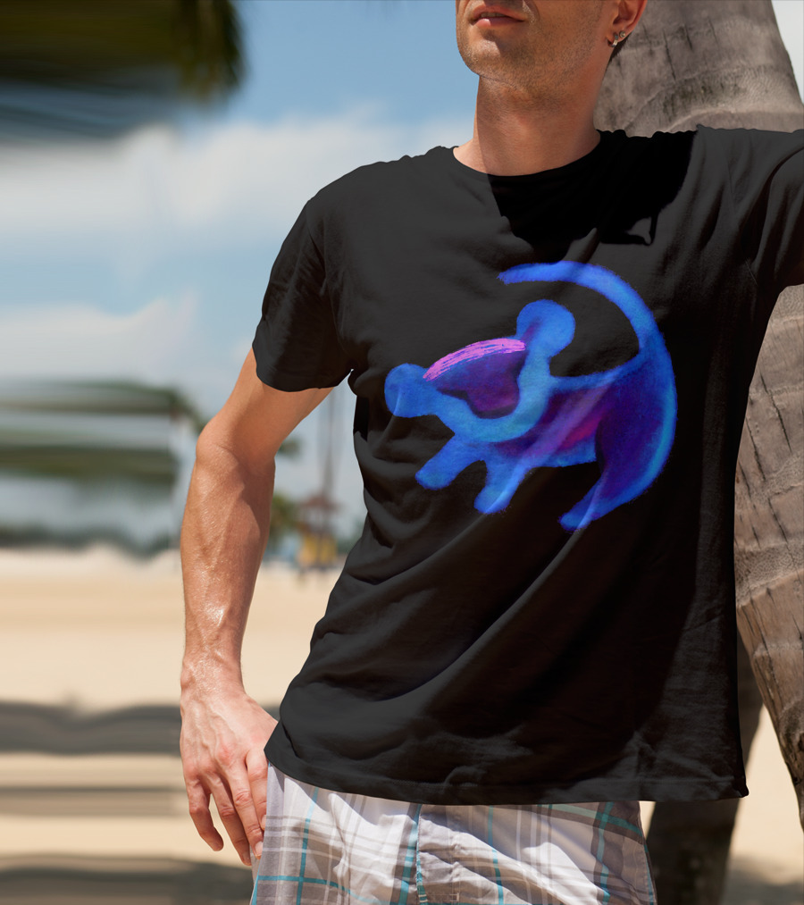 Disney Lion King Simba Neon Blue Cave Painting Hue T-Shirt