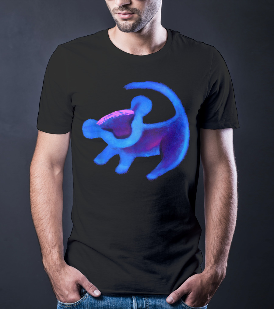 Disney Lion King Simba Neon Blue Cave Painting Hue T-Shirt