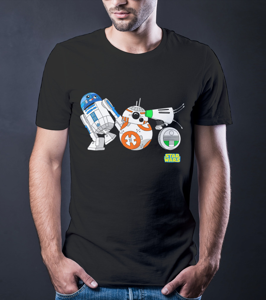 Star Wars The Rise Of Skywalker Droid Cartoon Lineup R2-D2 BB-8 D-O T-Shirt