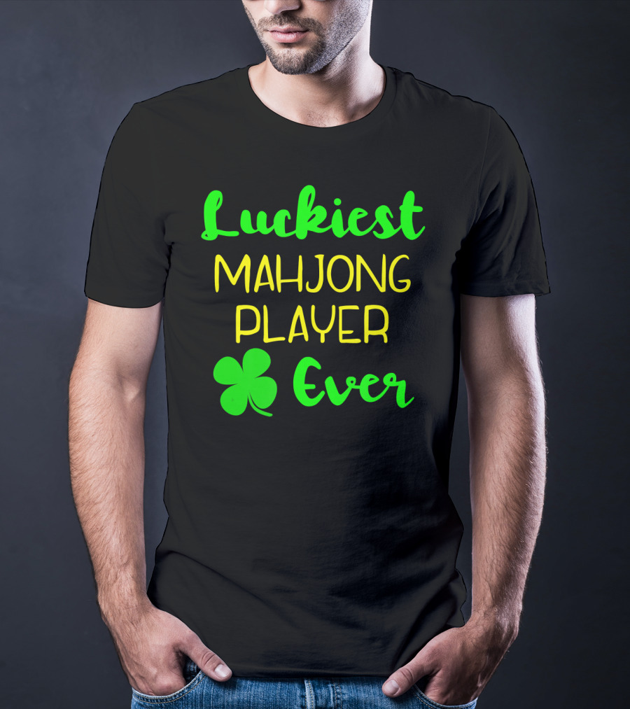 Luckiest Mahjong Player Ever St Patrick's Day Irish Clover T-Shirt