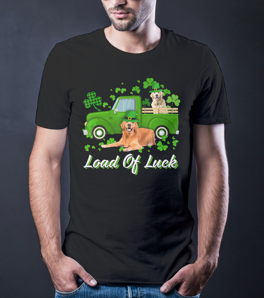 Load Of Luck Green Truck And Golden Retrievers T-Shirt