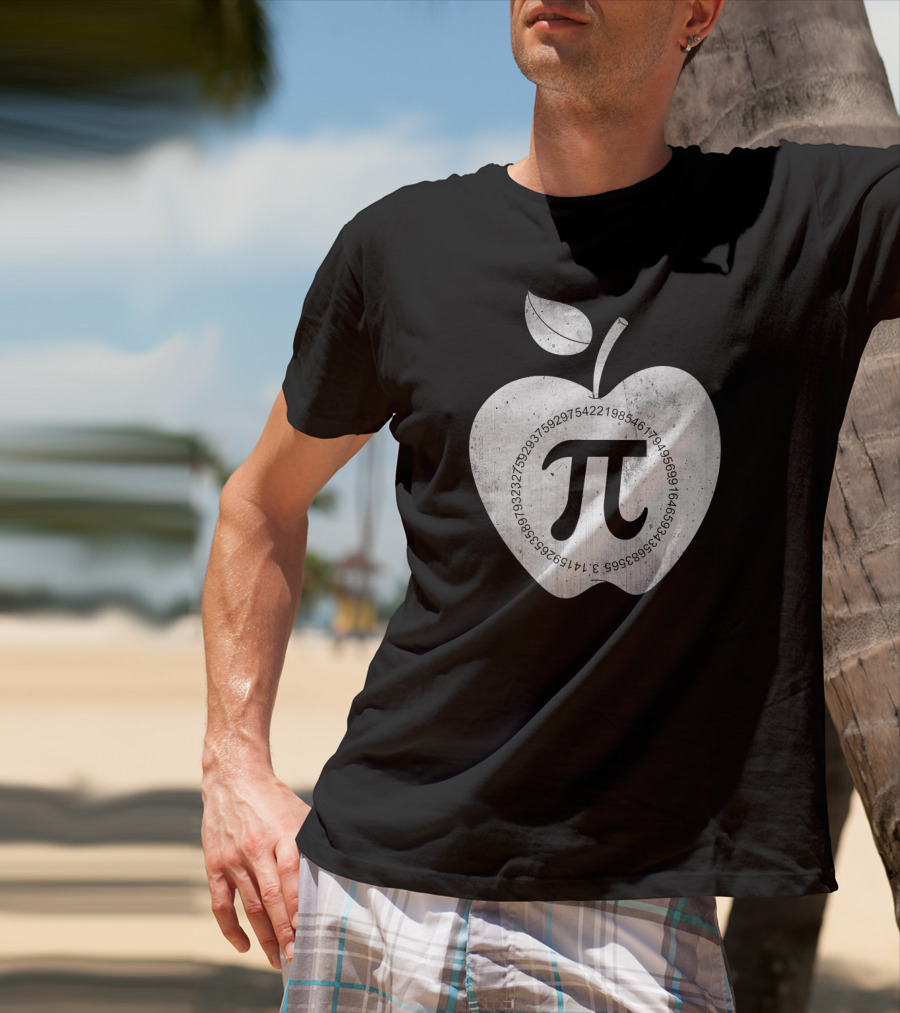 Pi Symbol Inside Apple With Pi Digits Circle T-Shirt
