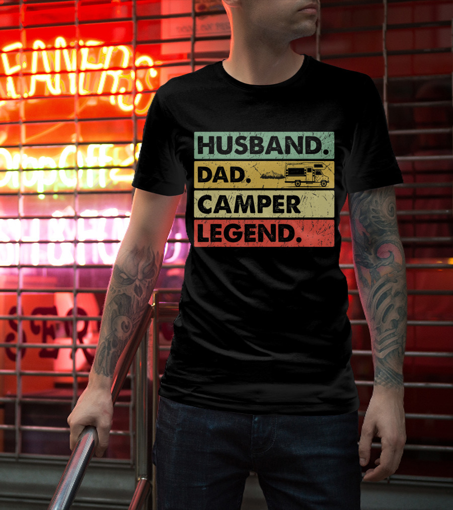 Husband Dad Camper Legend Vintage Retro Camping RV T-Shirt