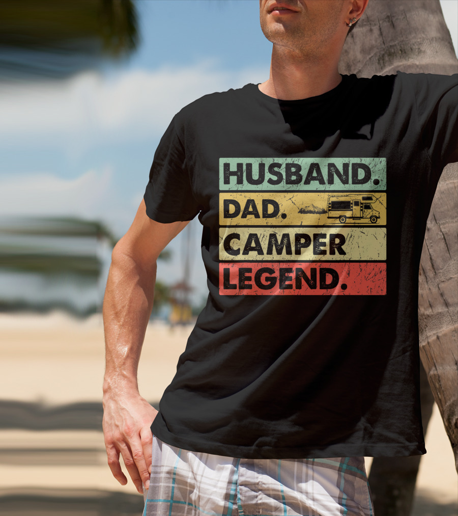 Husband Dad Camper Legend Vintage Retro Camping RV T-Shirt