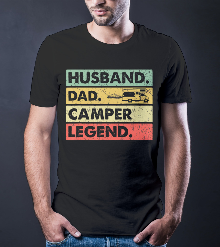 Husband Dad Camper Legend Vintage Retro Camping RV T-Shirt