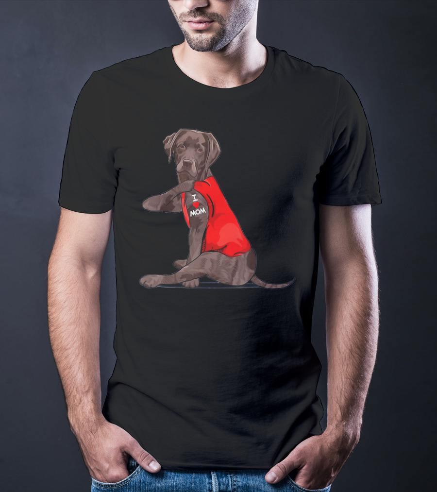 I Love Mom Chocolate Lab Tattoo Labrador Mom T-Shirt