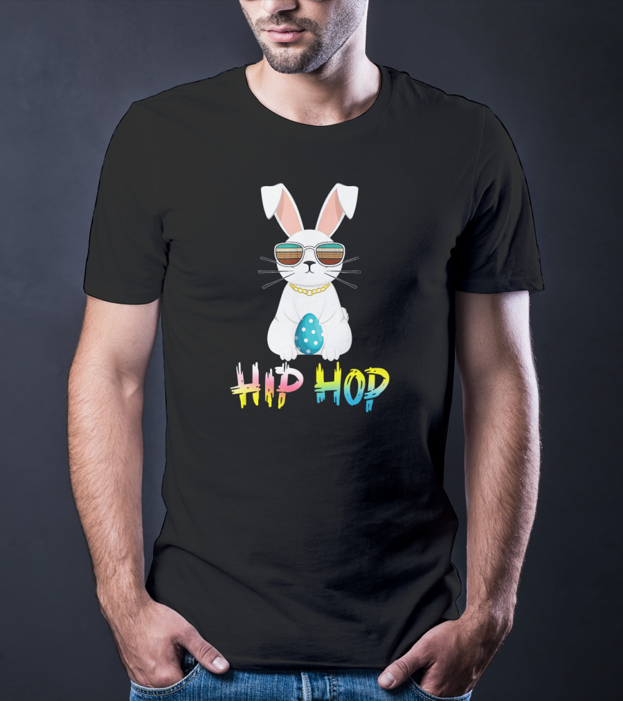 Hip Hop Easter Bunny With Cool Sunglasses And Polka Dot Egg T-Shirt