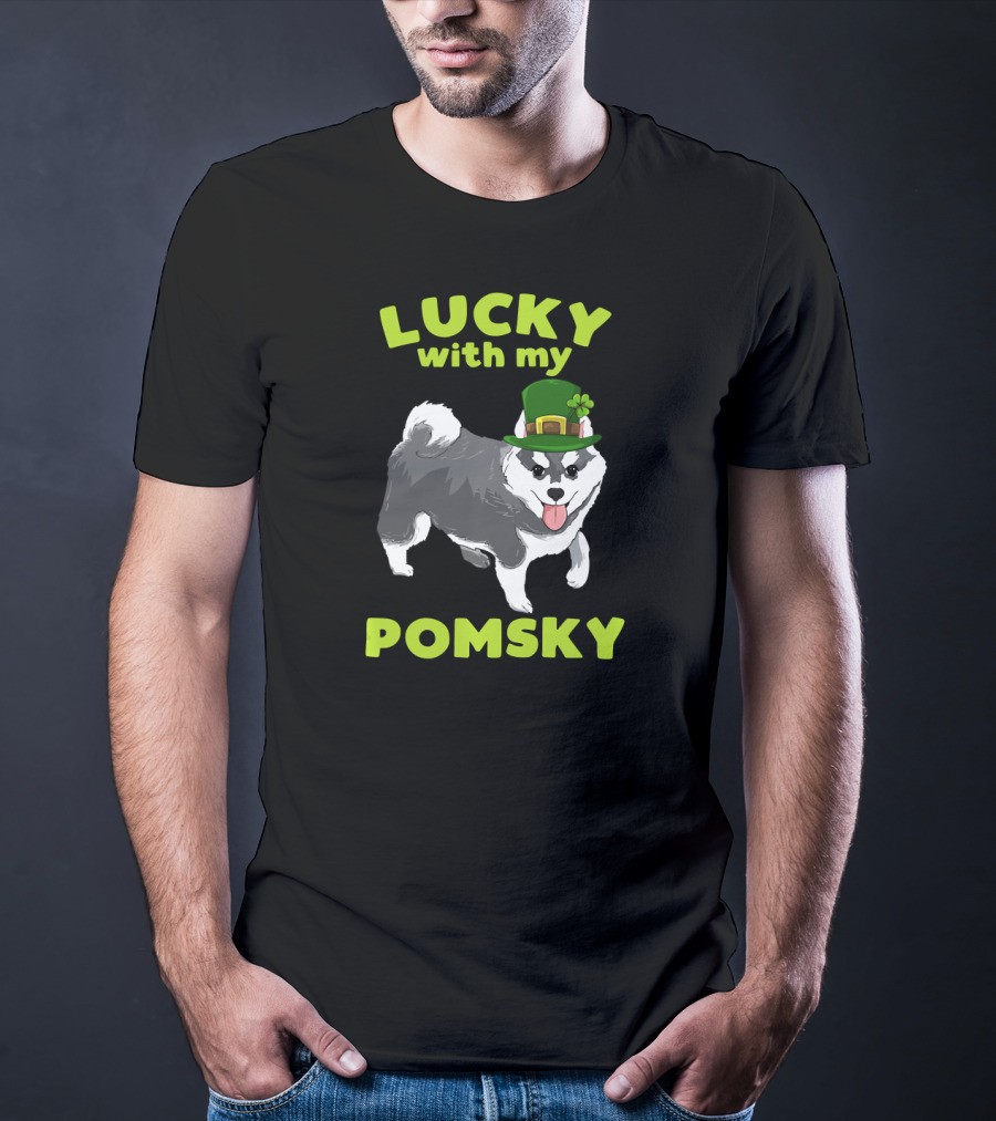 Lucky With My Pomsky St Patrick's Day T-Shirt