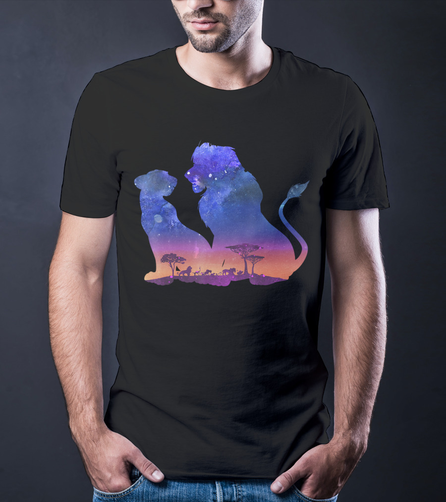 Disney The Lion King Simba And Nala Starry Savannah Silhouette Scene T-Shirt