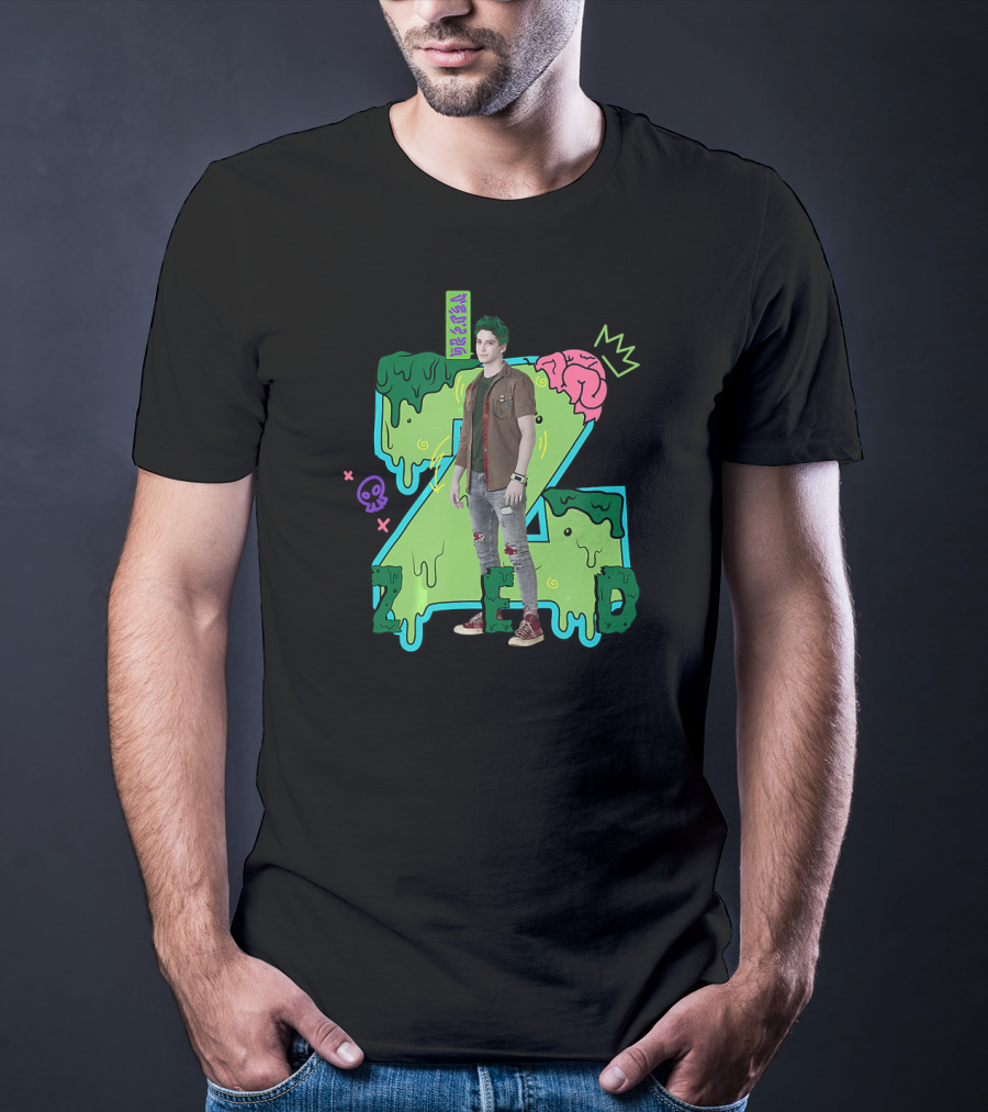Disney Zombies 2 Zed Character With Slime And Brain Motif T-Shirt
