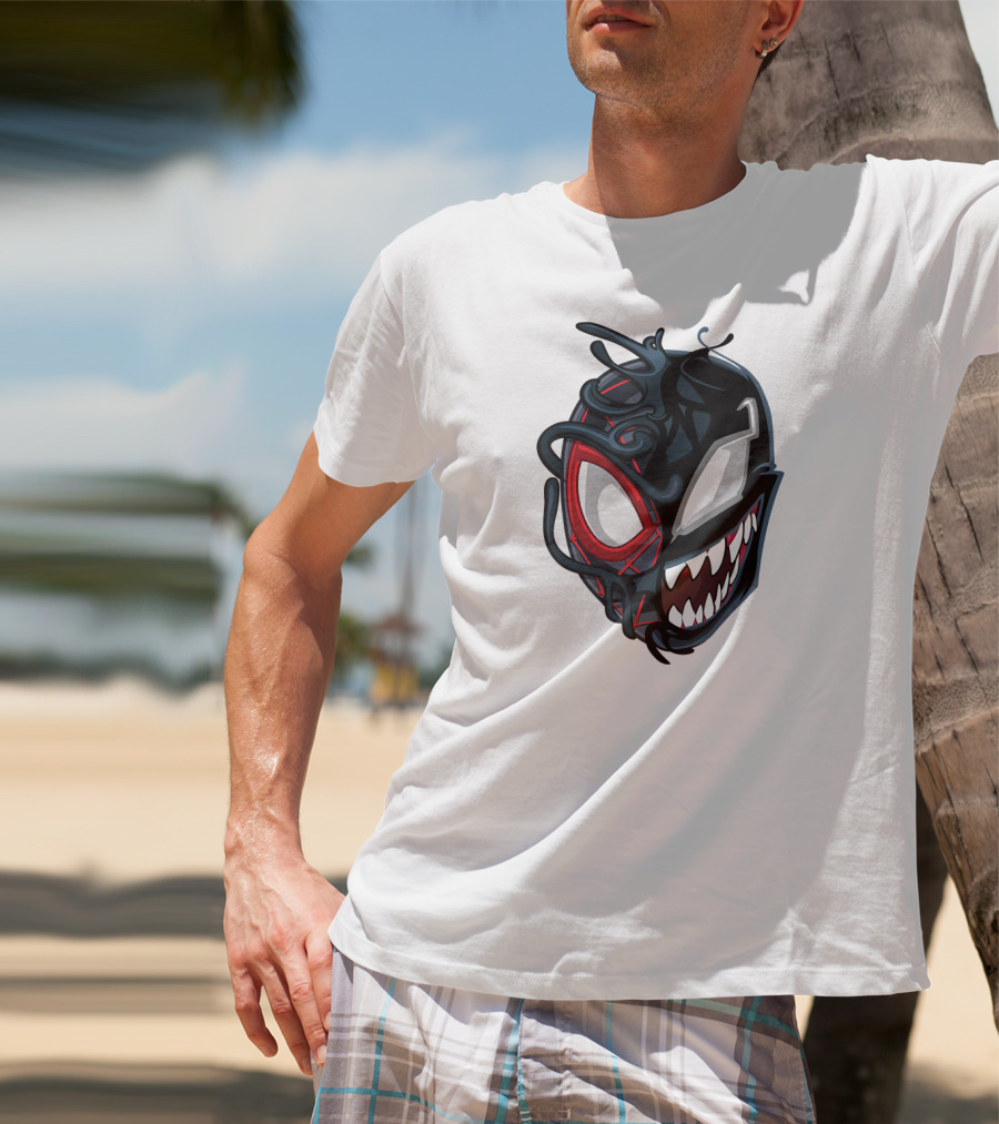 Marvel Maximum Venom Spider-Man Miles Morales Half Venom Face T-Shirt