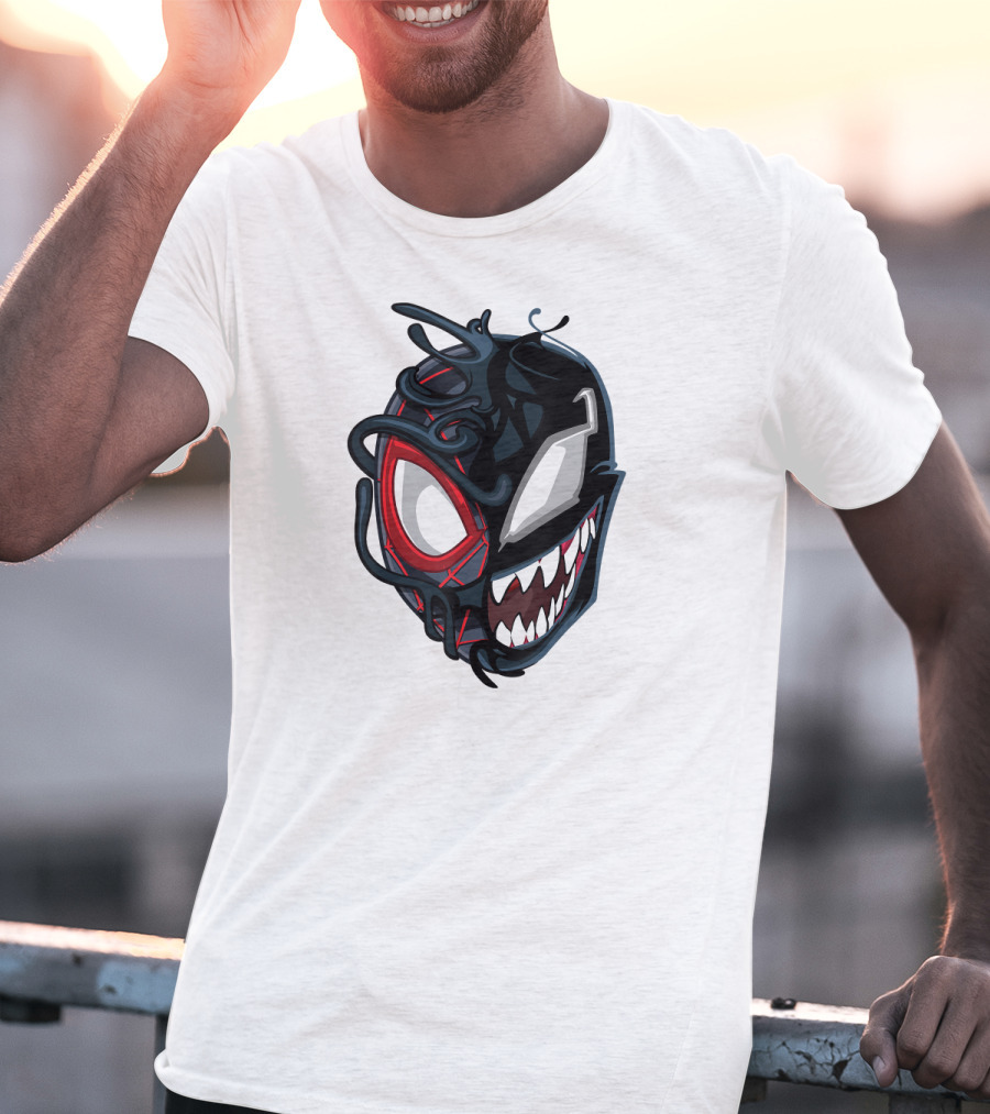 Marvel Maximum Venom Spider-Man Miles Morales Half Venom Face T-Shirt