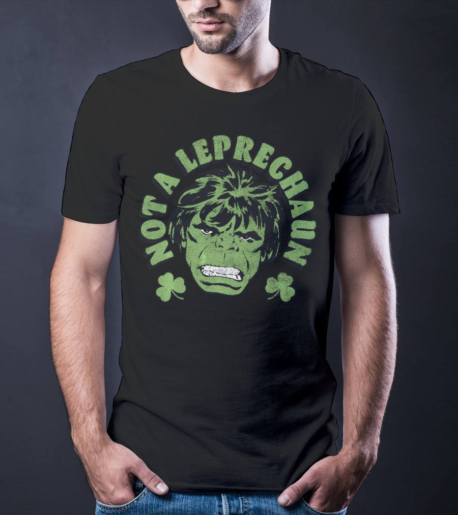Marvel Hulk St. Patrick's Day Not A Leprechaun With Shamrocks T-Shirt