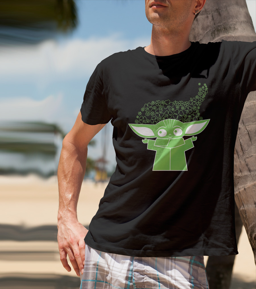 Star Wars The Mandalorian The Child Grogu Clover Charm T-Shirt