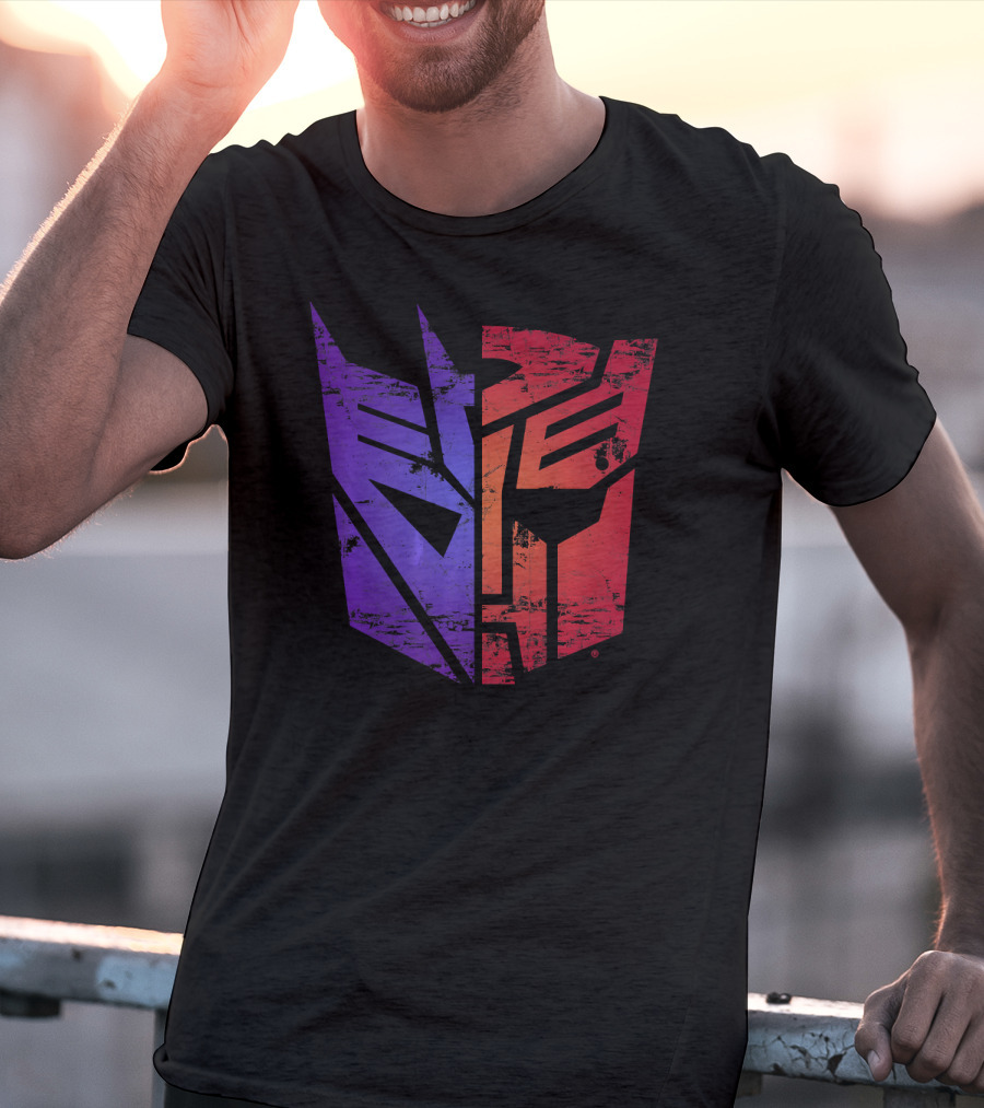 Transformers Decepticon Autobot Split Purple Red T-Shirt