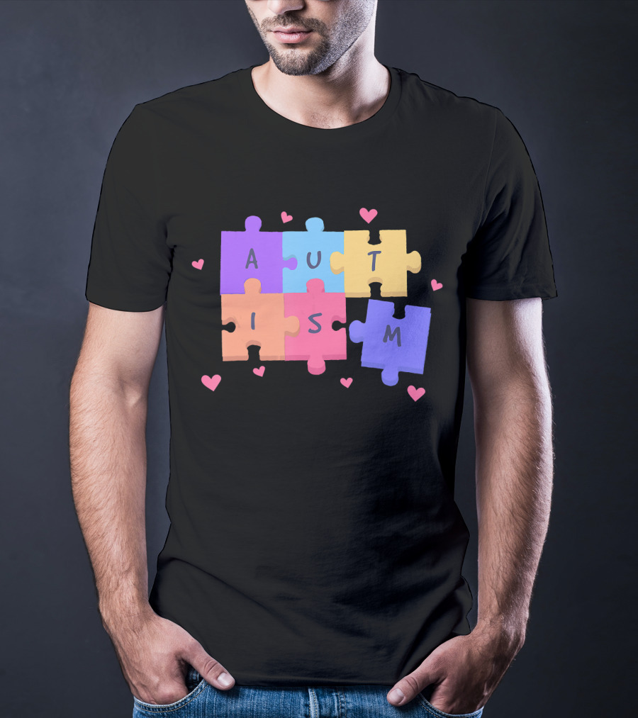 Autism Puzzle Heart Awareness Teacher T-Shirt