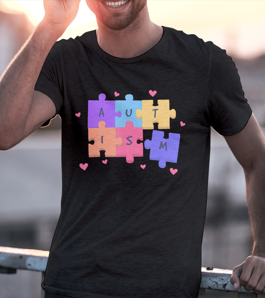 Autism Puzzle Heart Awareness Teacher T-Shirt