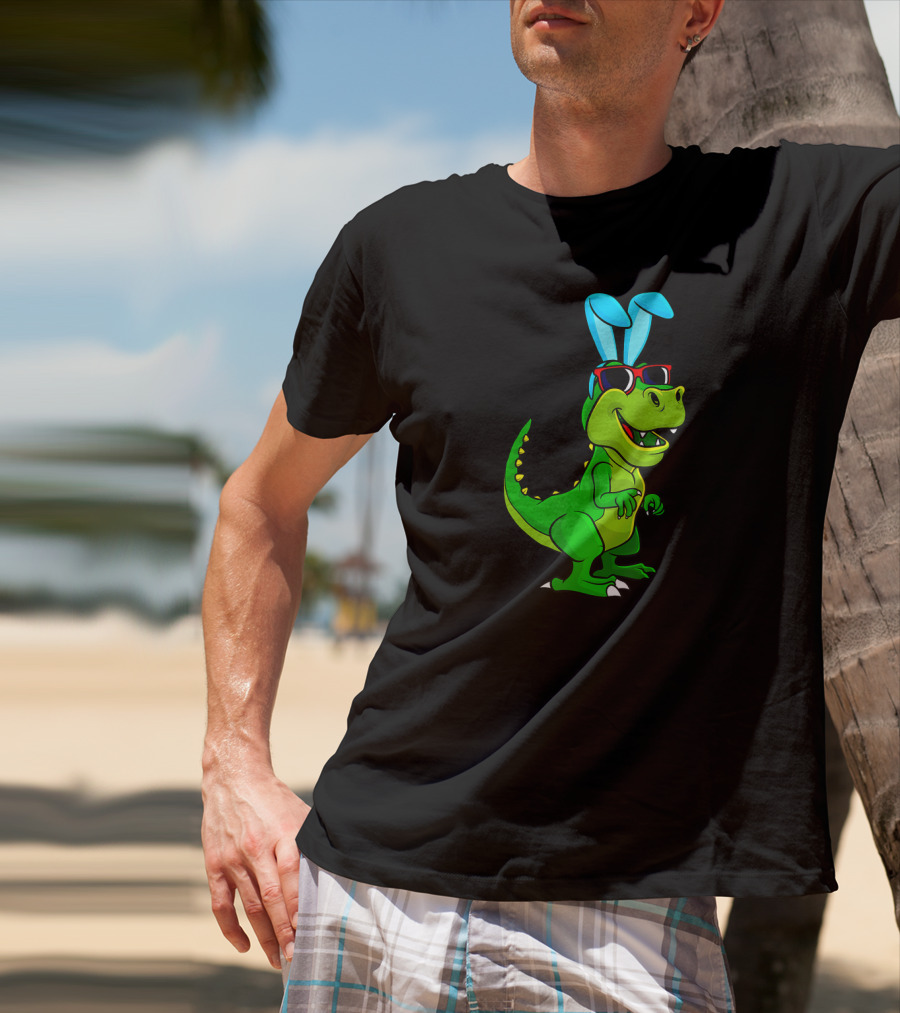 T Rex With Easter Bunny Ears And Sunglasses Dinosaur Lover T-Shirt