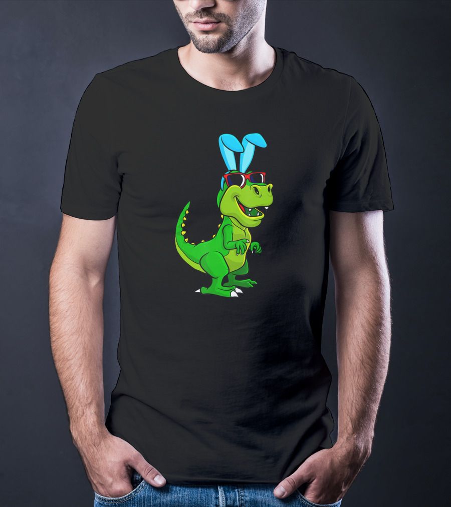 T Rex With Easter Bunny Ears And Sunglasses Dinosaur Lover T-Shirt