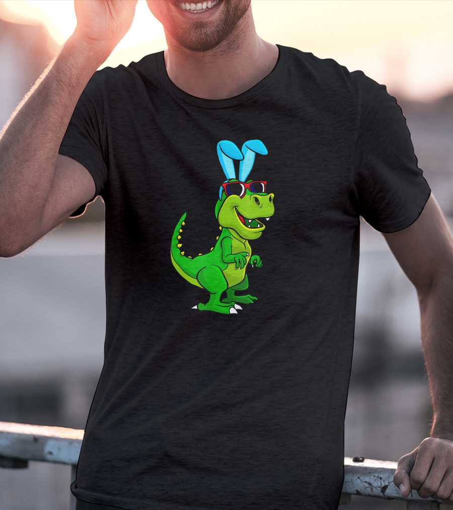 T Rex With Easter Bunny Ears And Sunglasses Dinosaur Lover T-Shirt