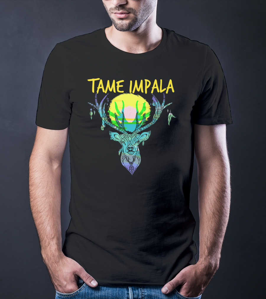 Tame Impala Deer Antlers Sunburst Psychedelic T-Shirt