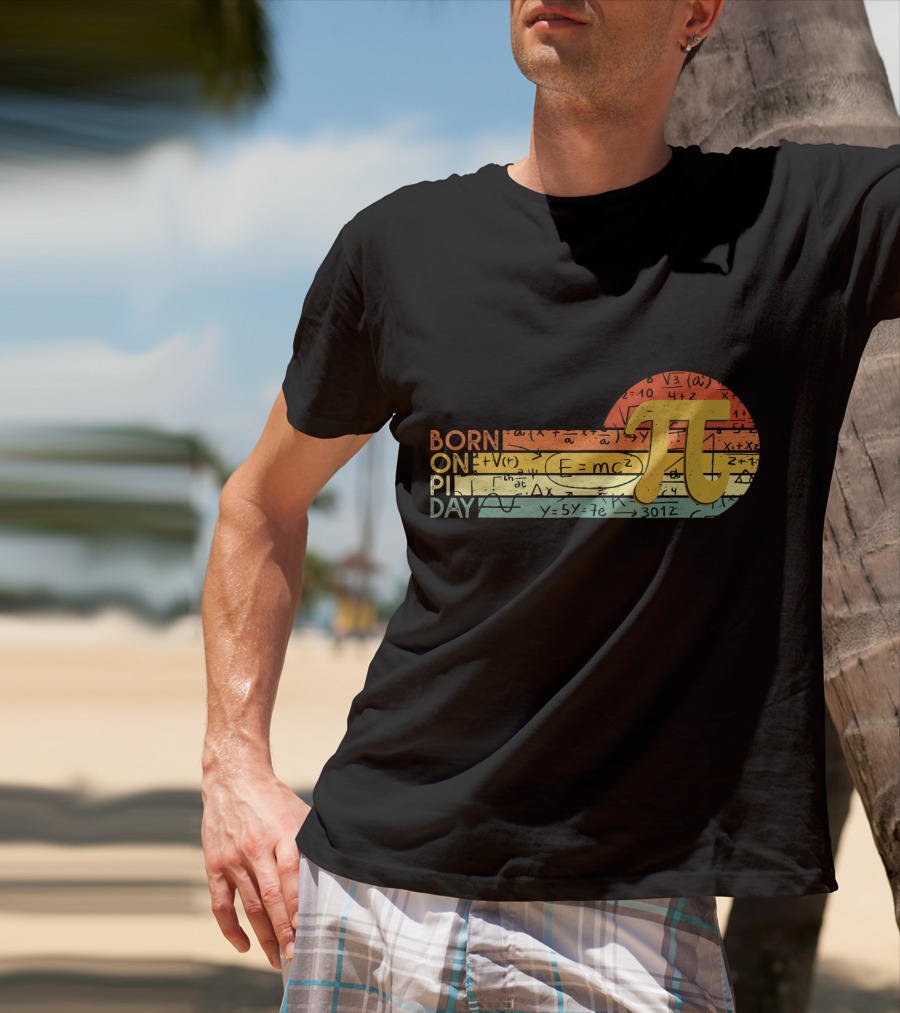 Born On Pi Day Math Equations Vintage Sunset Pi T-Shirt