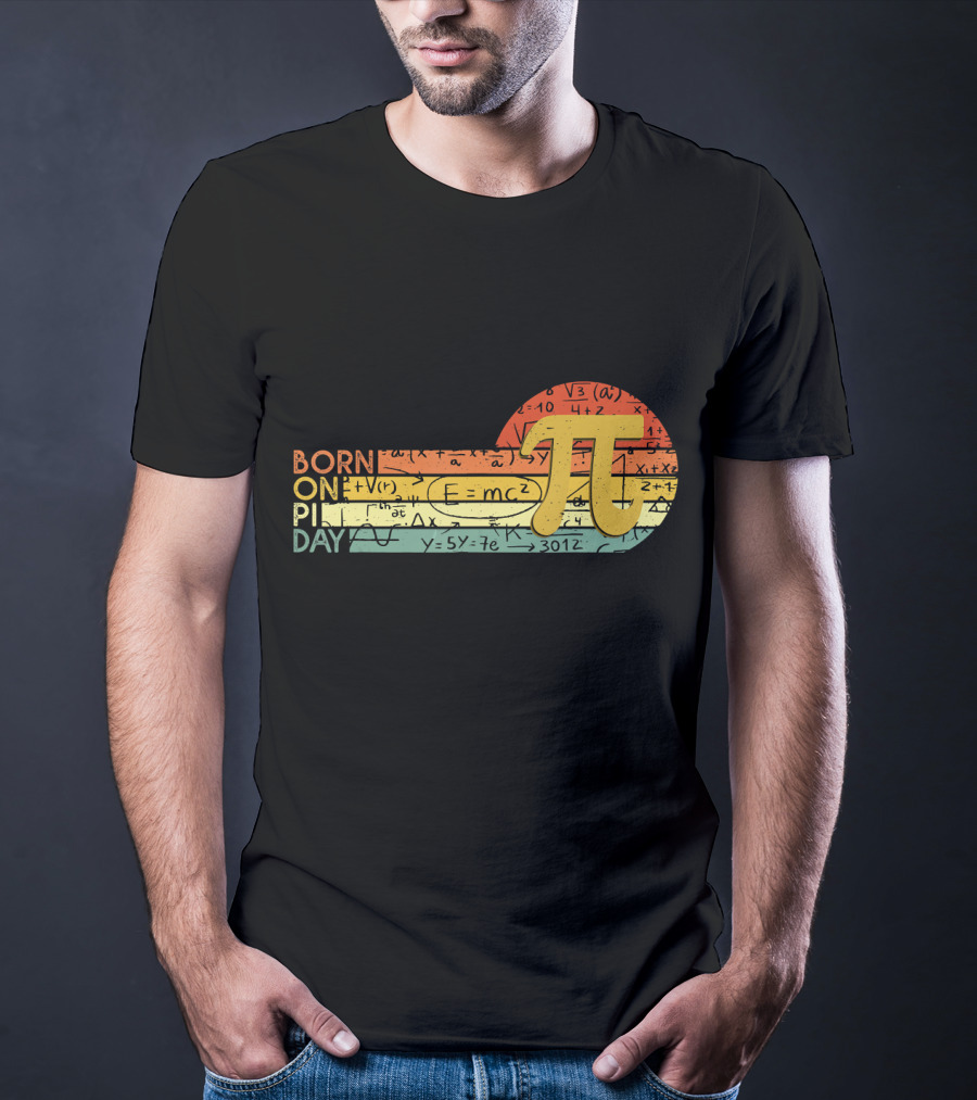 Born On Pi Day Math Equations Vintage Sunset Pi T-Shirt