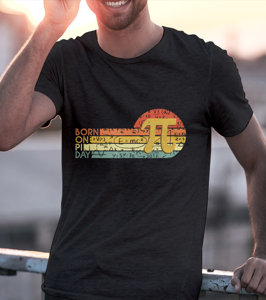 Born On Pi Day Math Equations Vintage Sunset Pi T-Shirt