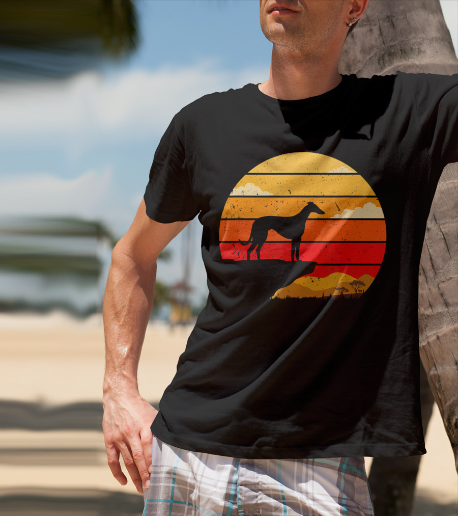 Vintage Italian Greyhound Silhouette Scenic Sunset T-Shirt