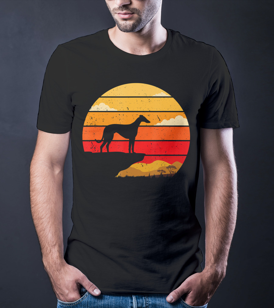 Vintage Italian Greyhound Silhouette Scenic Sunset T-Shirt