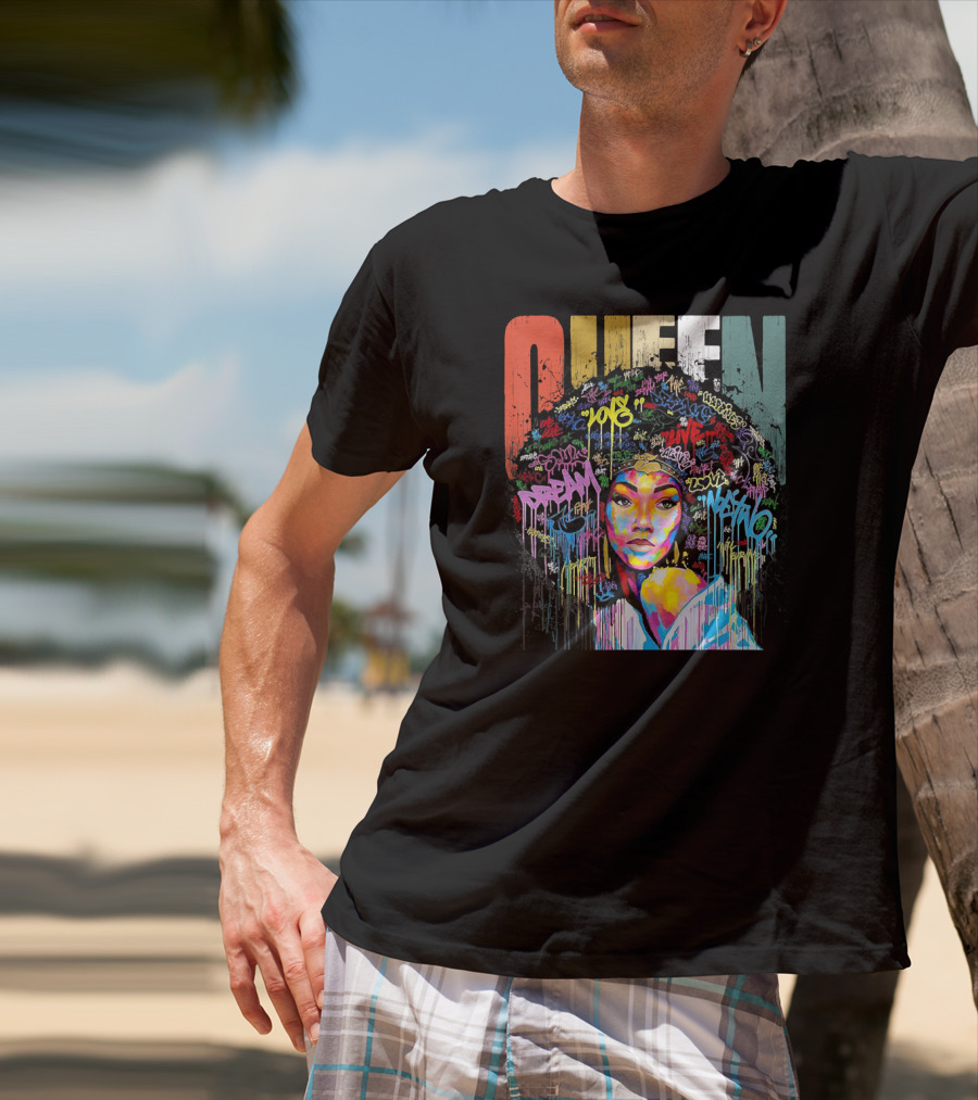 Queen African American Educated Strong Graffiti T-Shirt