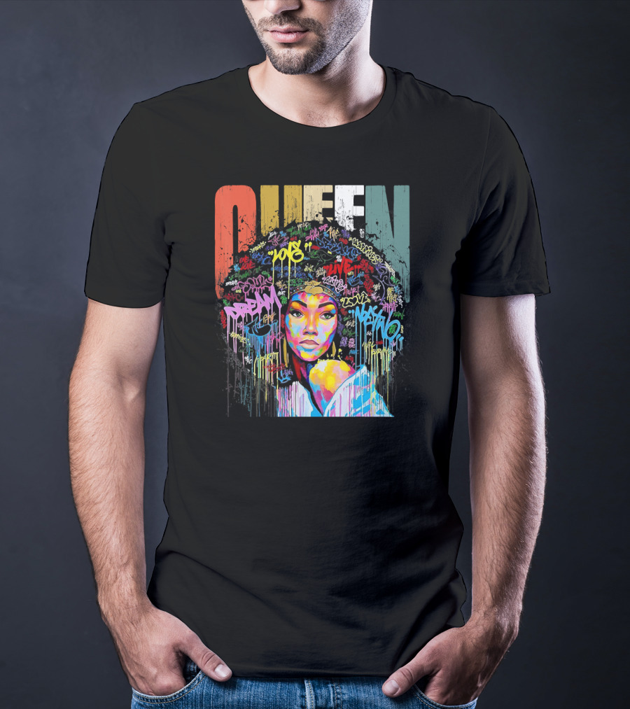 Queen African American Educated Strong Graffiti T-Shirt