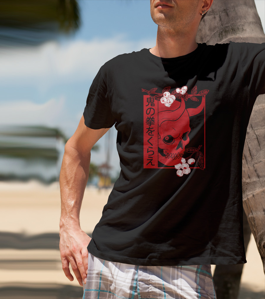 Japanese Demon Skull Oni Harajuku Aesthetic T-Shirt