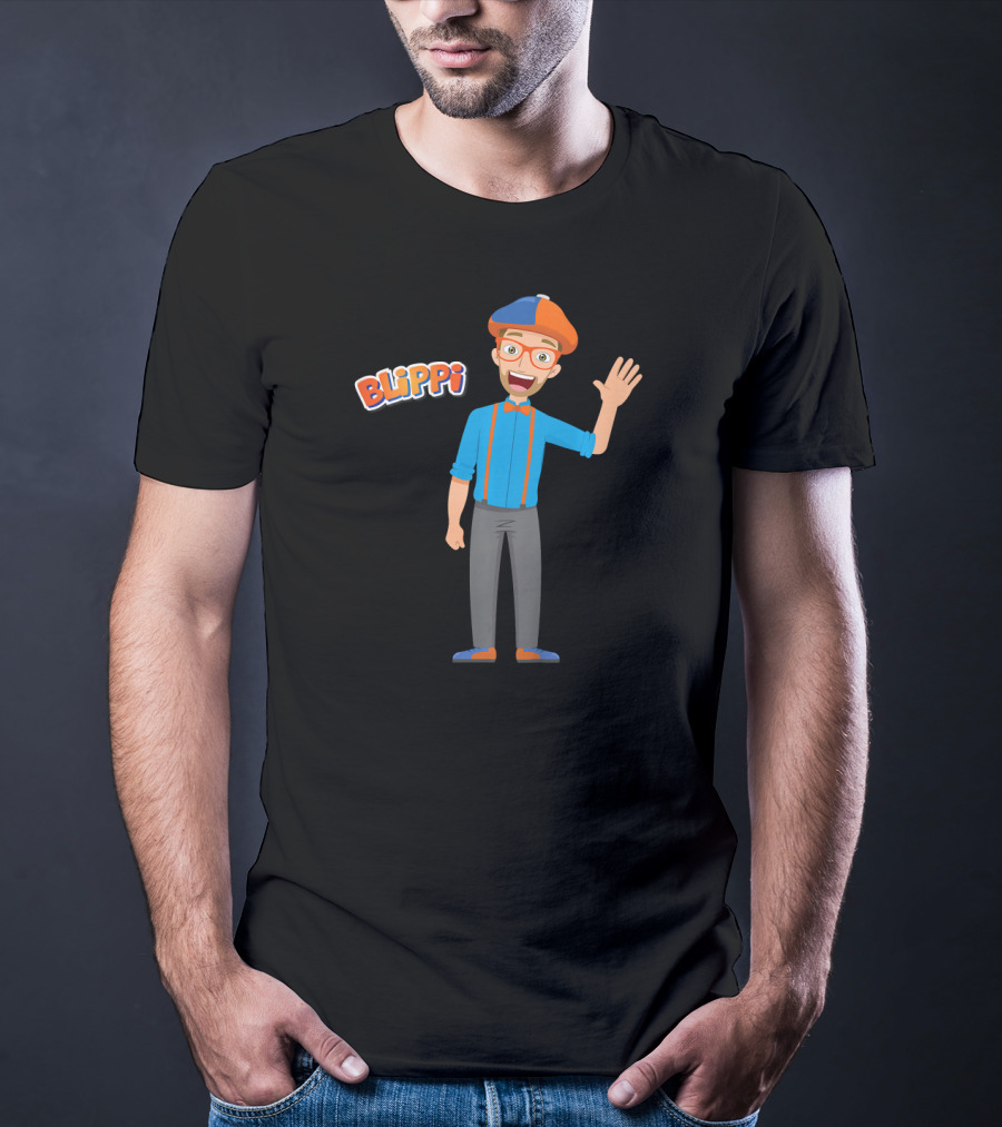 Blippi Colorful Cartoon Character With Orange And Blue T-Shirt