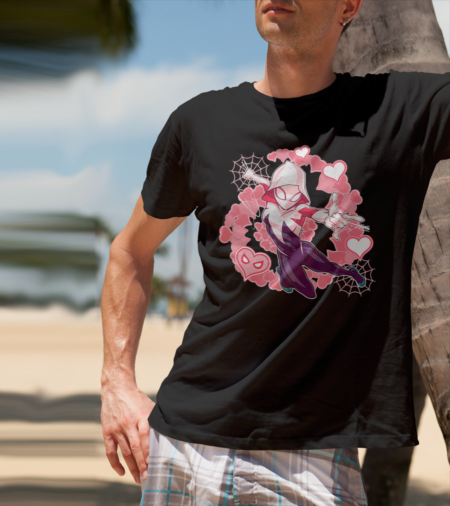 Spider Gwen Hearts Into The Spider-Verse Marvel T-Shirt